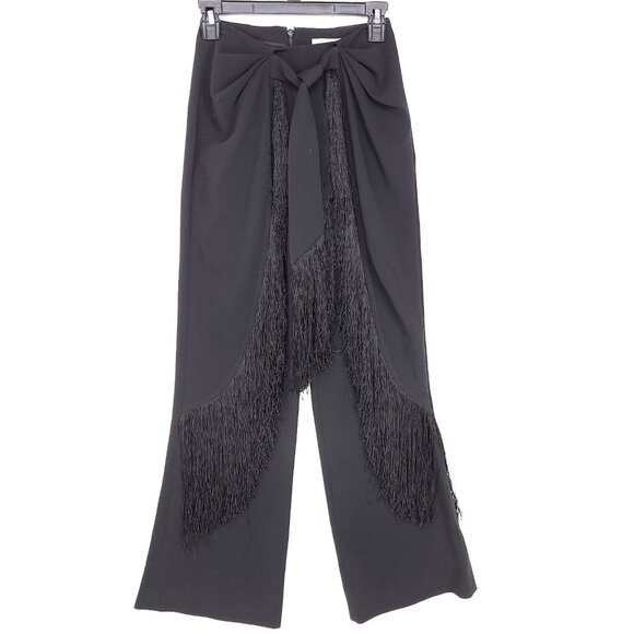 Cinq a Sept Fringe Pants Women 00 Black Luxurious Elegance Sophisticated Trouser - Picture 1 of 13